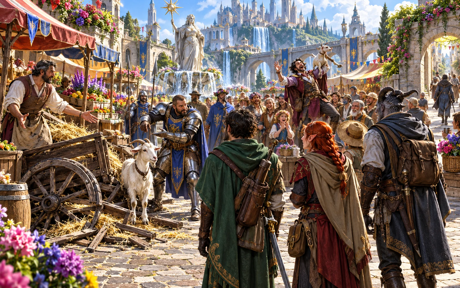 People retell an observed event while others consider the story and their next choices.
